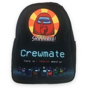 Among Us Crewmate Black Large Spacious Zip Closure Adjustable Backpack